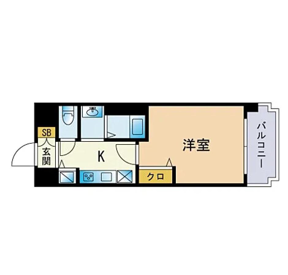 ピュアドームディア県庁前(1K/6階)の間取り写真