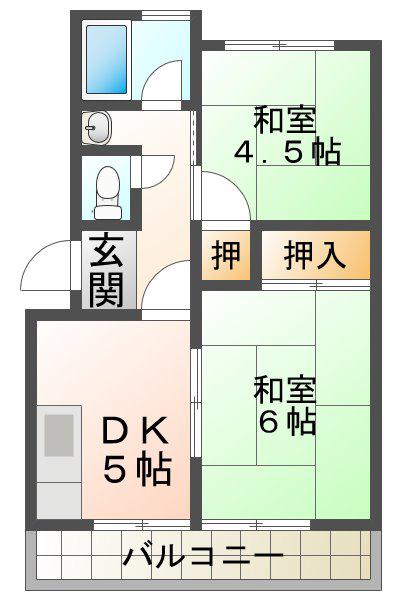 霞ヶ丘関西マンション(2DK/3階)の間取り写真