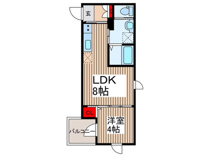 ヘゼリヒフラット 中浦和(1LDK/1階)の間取り写真