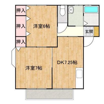 フォレスト伊勢丘 B棟(2DK/2階)の間取り写真