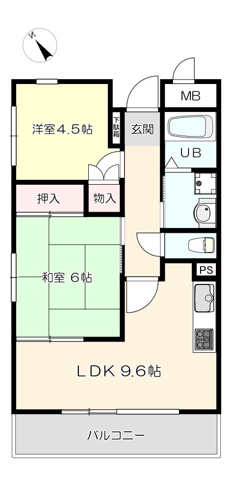 フロール中山手(2LDK/2階)の間取り写真