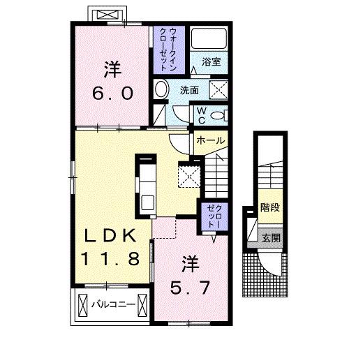 マリアナオ・N I(2LDK/2階)の間取り写真