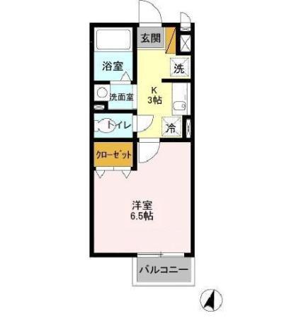 チューリップハイツ(1K/2階)の間取り写真