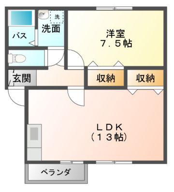 セジュールさびしろ(1LDK/2階)の間取り写真