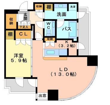 千種タワーヒルズ(1LDK/18階)の間取り写真