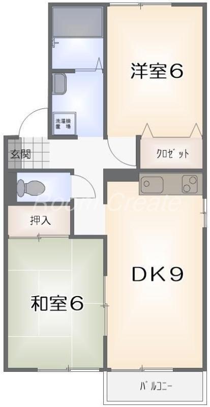 マイファミール(2DK/2階)の間取り写真