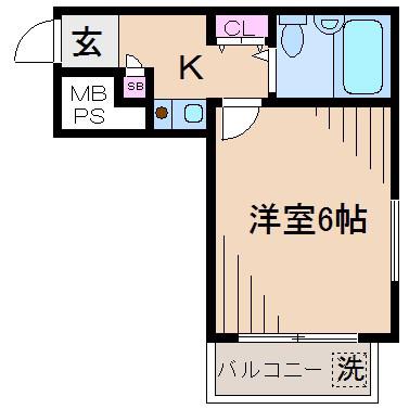 アートイン元住吉(1K/4階)の間取り写真