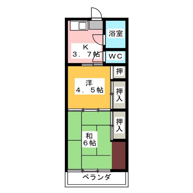 弥生荘(2K/2階)の間取り写真