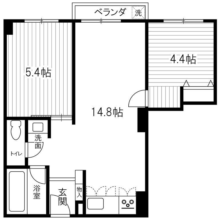三倉六甲台ライフ(2LDK/4階)の間取り写真