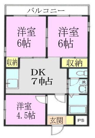 ラフォーレ飯倉(3DK/1階)の間取り写真