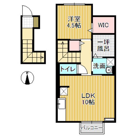 D-ROOMウィル(1LDK/2階)の間取り写真