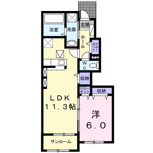 カーサ コリーナIII(1LDK/1階)の間取り写真