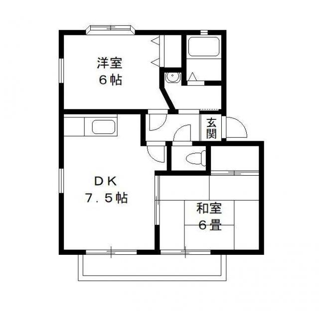 サンガーデン市原B(2DK/2階)の間取り写真