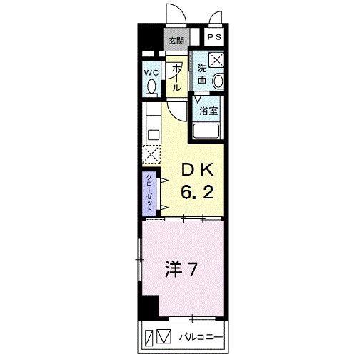 サニーヒル タマイ(1DK/6階)の間取り写真