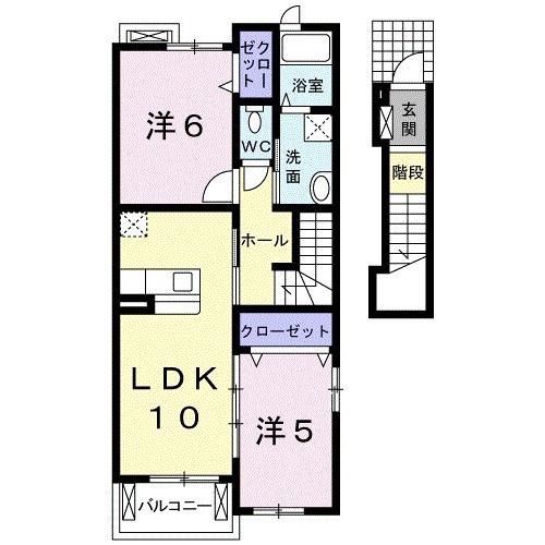 キャトルサンク(2LDK/2階)の間取り写真