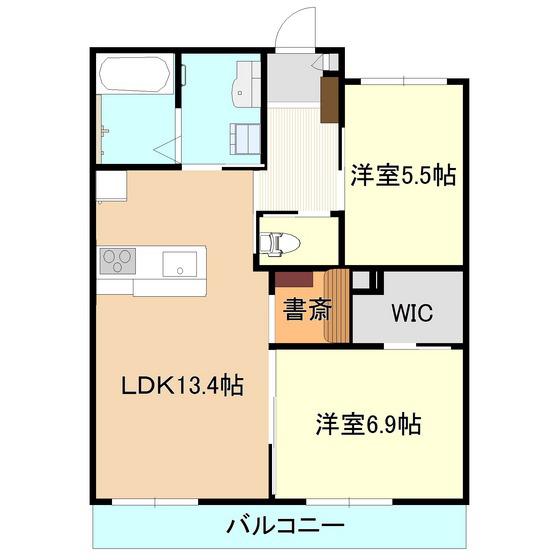 べレオ竹園(2LDK/1階)の間取り写真