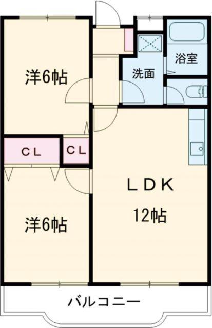 かやとマンション(2LDK/2階)の間取り写真