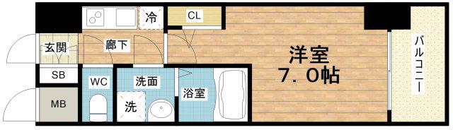 S-RESIDENCE難波大国町TRES(1K/7階)の間取り写真