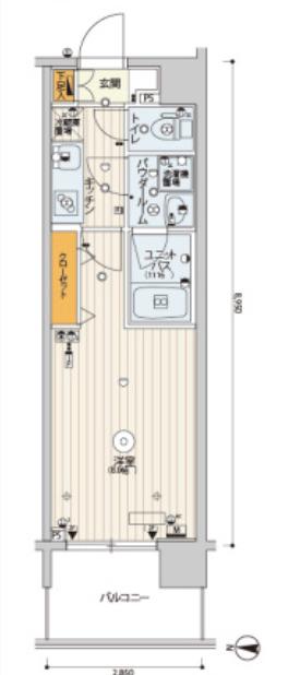 スカイコートパレス錦糸町(1K/8階)の間取り写真