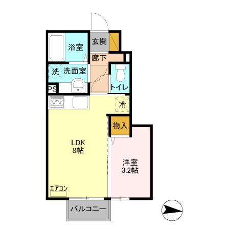 ヴィクトワールII B(1LDK/1階)の間取り写真