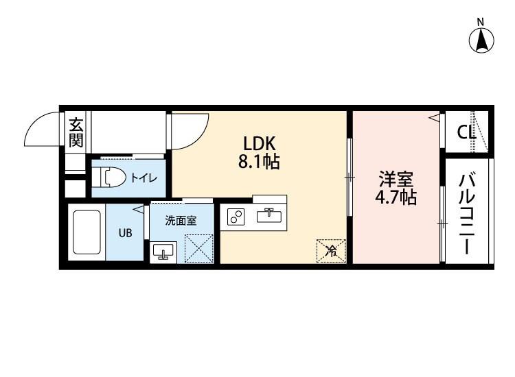 CIEL BLEU野萩(1LDK/3階)の間取り写真