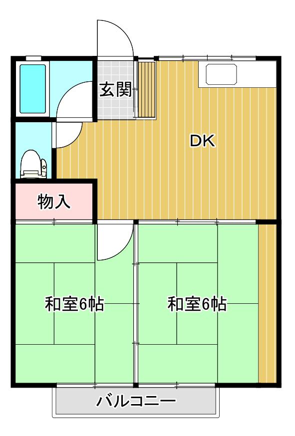 コーポ関(2DK/2階)の間取り写真