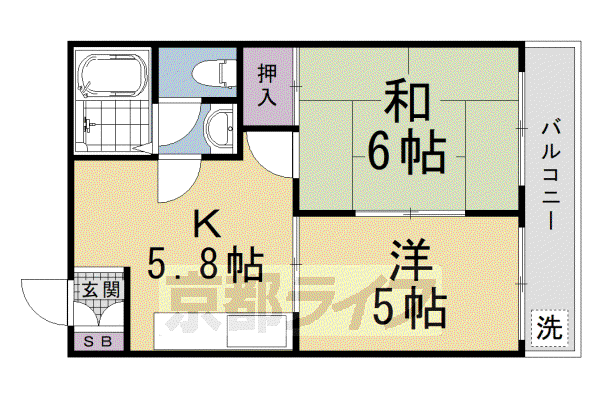 アムール五条(2DK/3階)の間取り写真