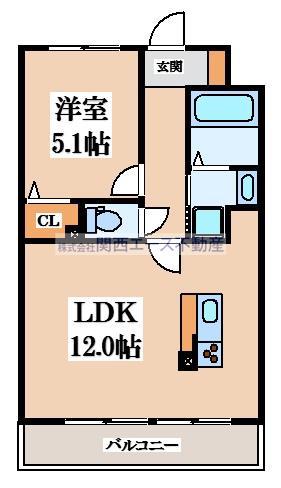 COCO VIALATTE(1LDK/1階)の間取り写真
