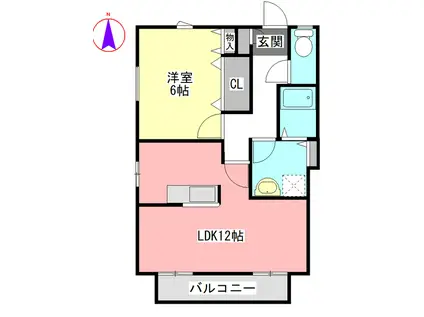 アバンス大竹B(1LDK/1階)の間取り写真