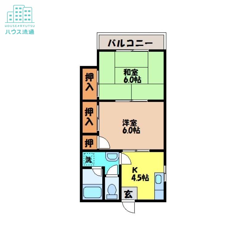 原田アパート A棟(2K/2階)の間取り写真