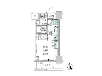 PARK AXIS東上野(1K/9階)の間取り写真