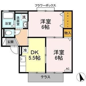 グレースハイム(2DK/1階)の間取り写真