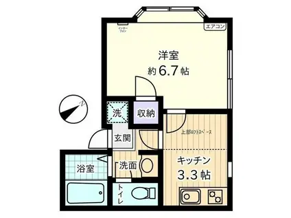 信開セルーラ緑町パート1(1K/2階)の間取り写真