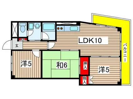 サザン稲城(3LDK/2階)の間取り写真