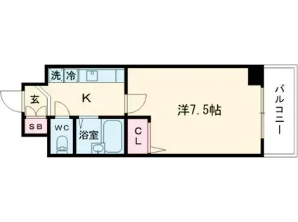 ブロスコート六甲II(1K/2階)の間取り写真