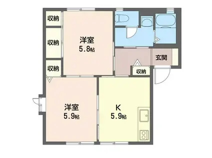 フォンティーヌA(2K/1階)の間取り写真