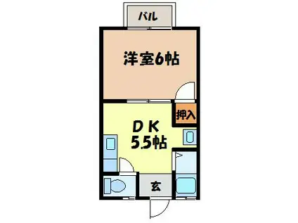 ロワールハイツ(1DK/2階)の間取り写真