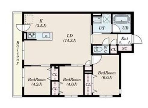 S-RESIDENCE南郷CLARITY(3LDK/2階)の間取り写真