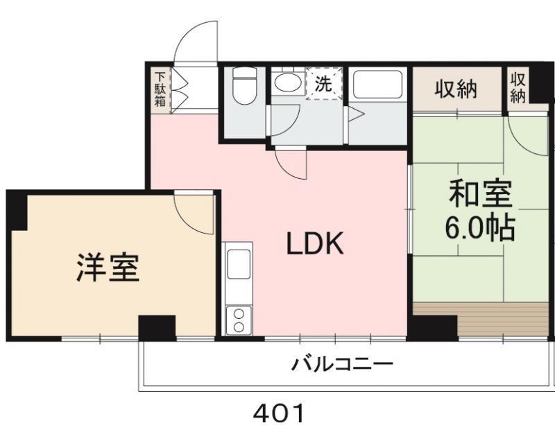 ライムコートフタバ(2LDK/4階)の間取り写真