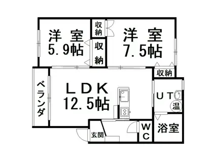 グランフォーレ中園II(2LDK/2階)の間取り写真
