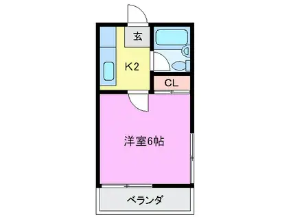 コーポ高塚(1K/2階)の間取り写真