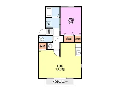 リバティ21 B(1LDK/2階)の間取り写真