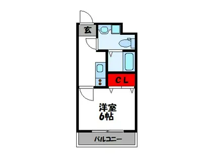 スリム九工大(1K/3階)の間取り写真