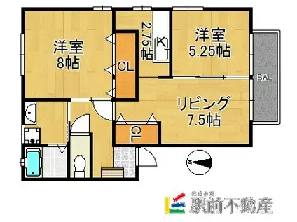 ネオハイツ平尾V(2LDK/1階)の間取り写真