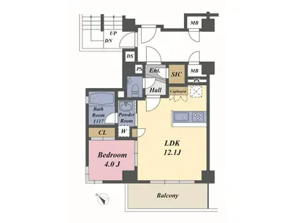 スタジオデン梶が谷(1LDK/3階)の間取り写真