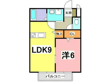 グラシアス 枝吉(1LDK/2階)の間取り写真