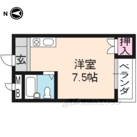 ローズコーポ瀬田Ⅱ(ワンルーム/3階)の間取り写真