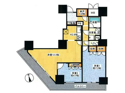 パークタワー台原(2SLDK/21階)の間取り写真