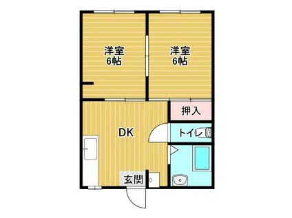 みいグリーンハイツ(2DK/1階)の間取り写真