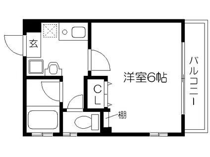 バインオーク チーノ(1K/1階)の間取り写真